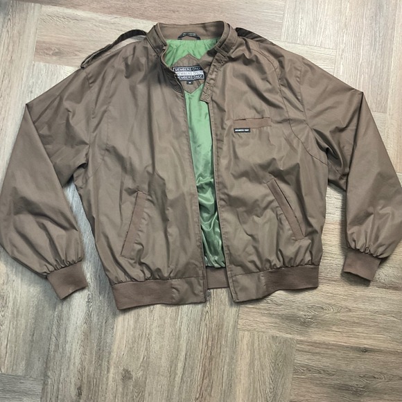 Vintage Members Only Cafe Racer Bomber Jacket Mens Medium Brown Green Lining